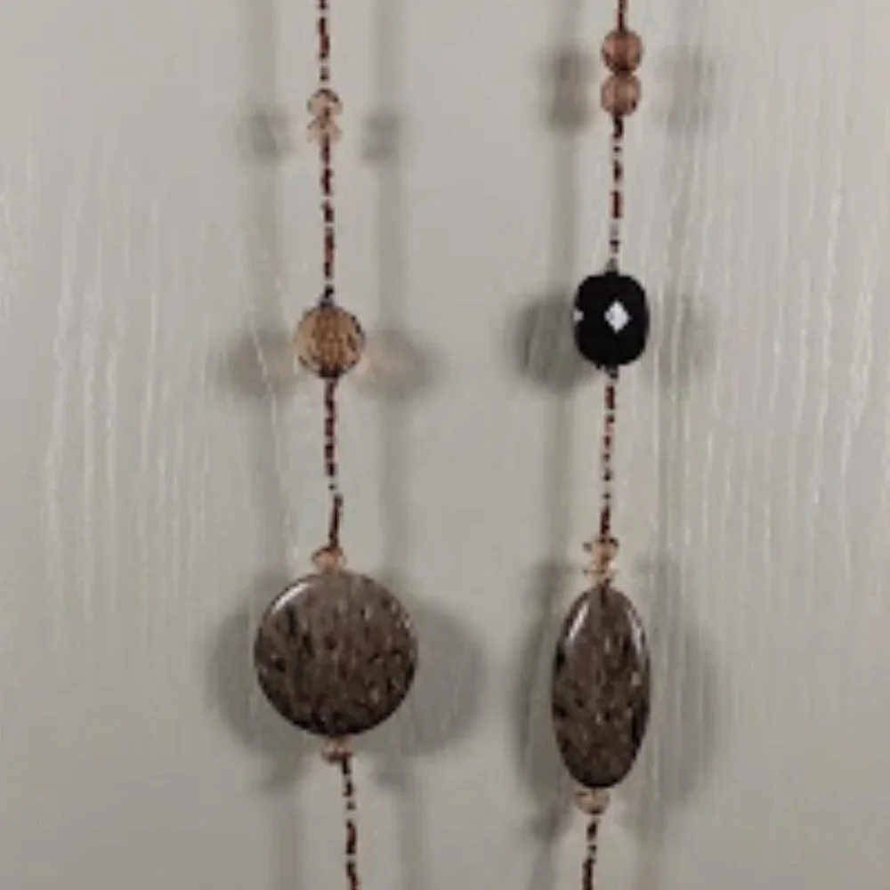 Beautiful Unique Long Beaded Necklace Neutral Colors 39
